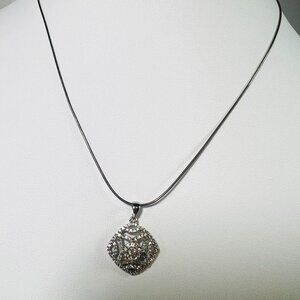 Sterling Silver 925 Italy 18" Snake Chain Necklace Rhinestone Silver 925 Pendant
